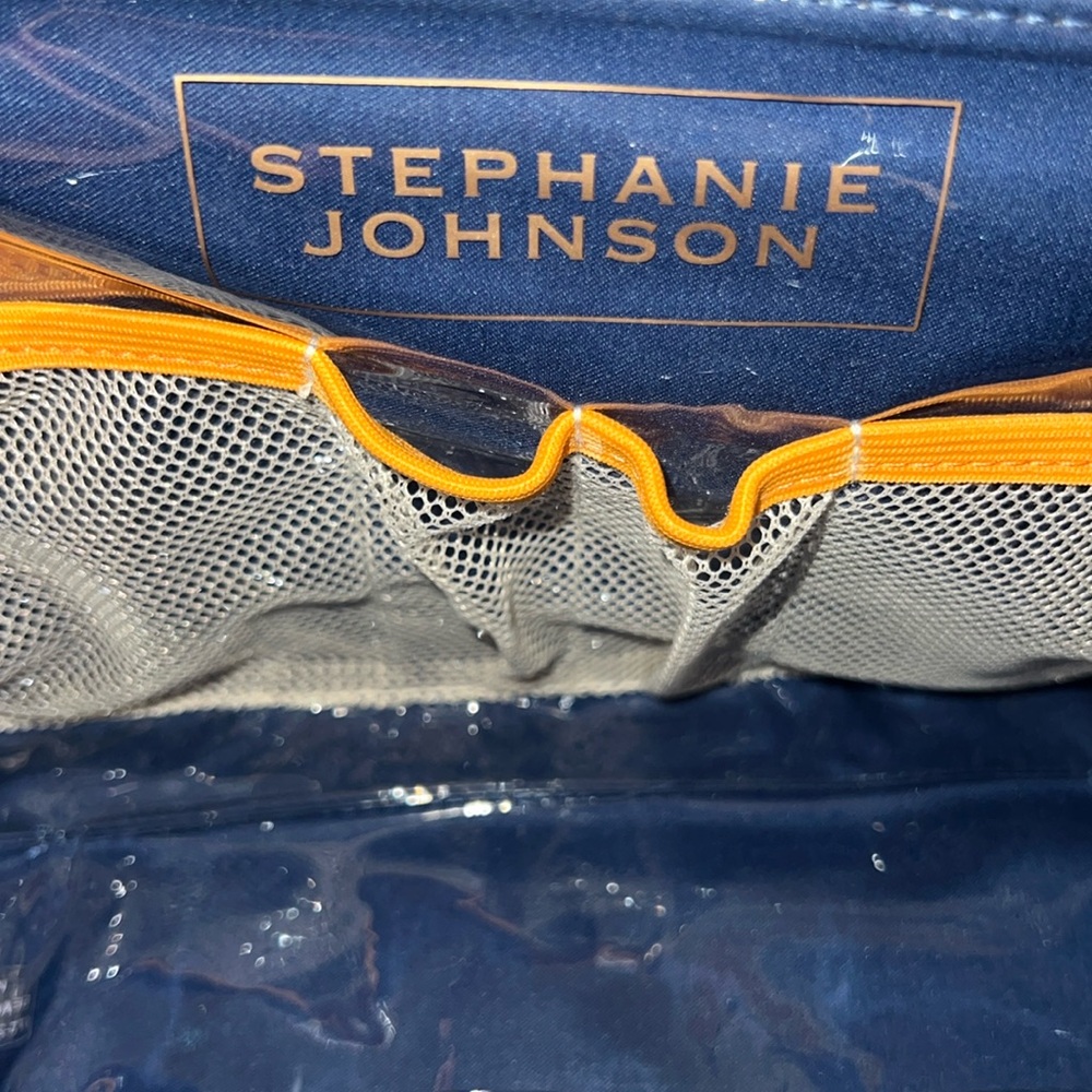 Stephanie Johnson Rosewood Cognac Lola woven make-up bag/recycled material-NWT - Picture 10 of 16